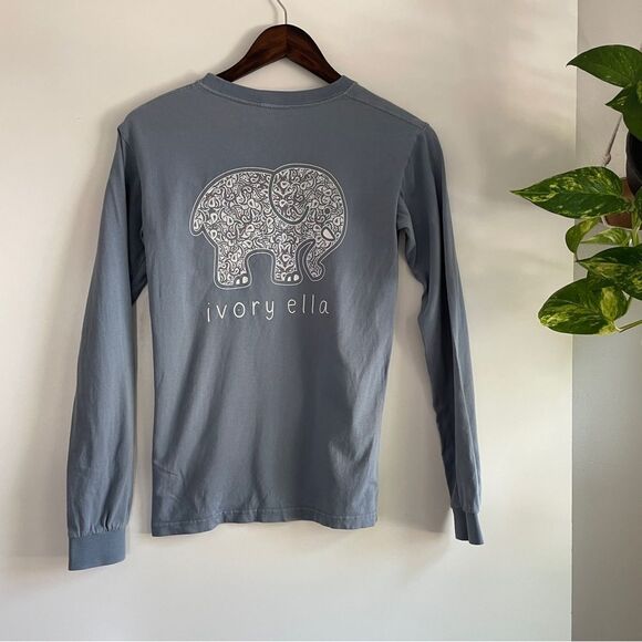 Ivory Ella Muted Blue Long sleeve Crew - Picture 4 of 6
